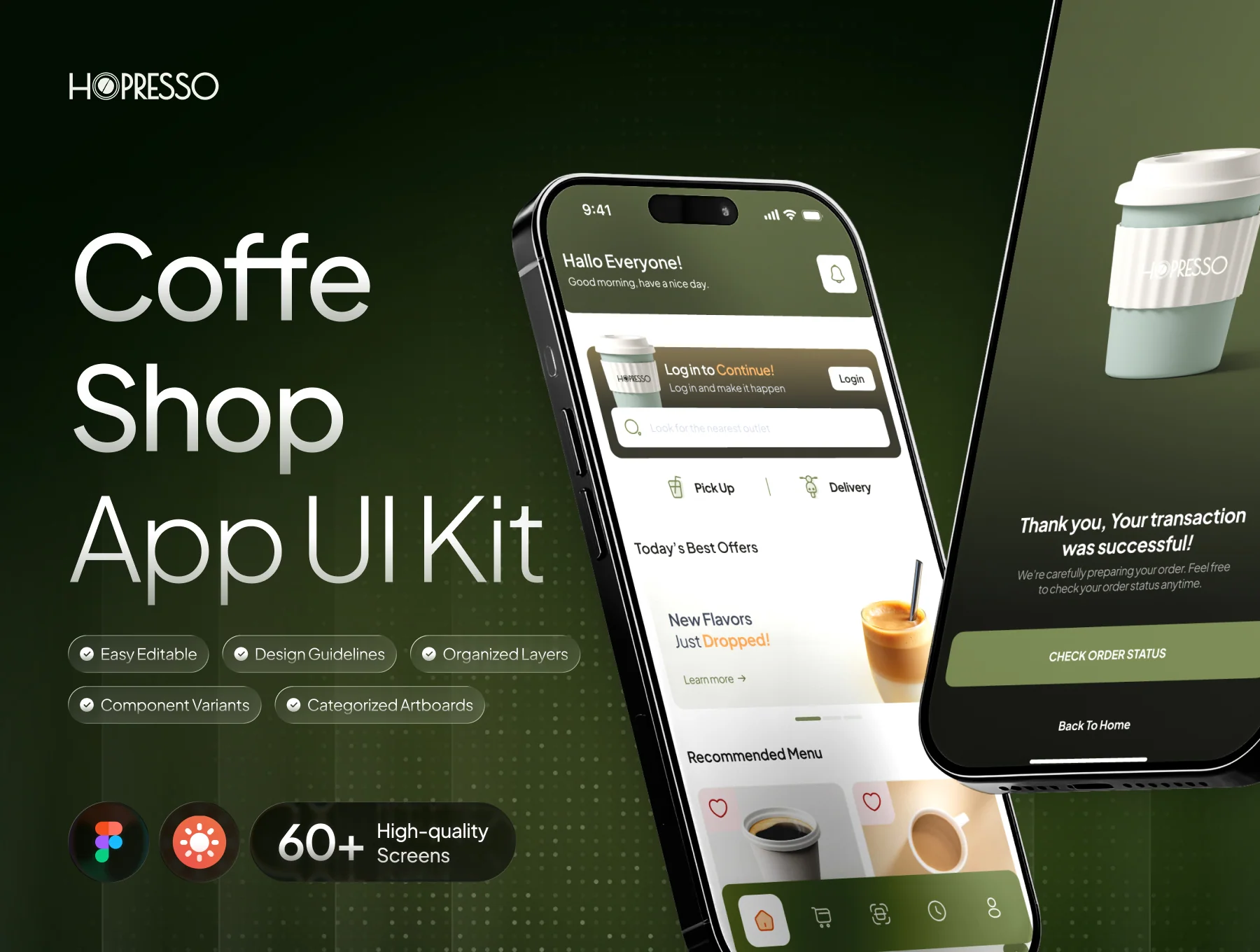 Hopresso – Coffee Shop Mobile App UI Kit