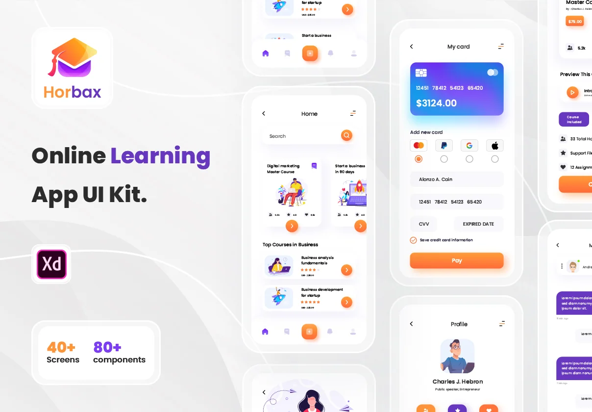 Horbax Online Learning  App UI Kit.