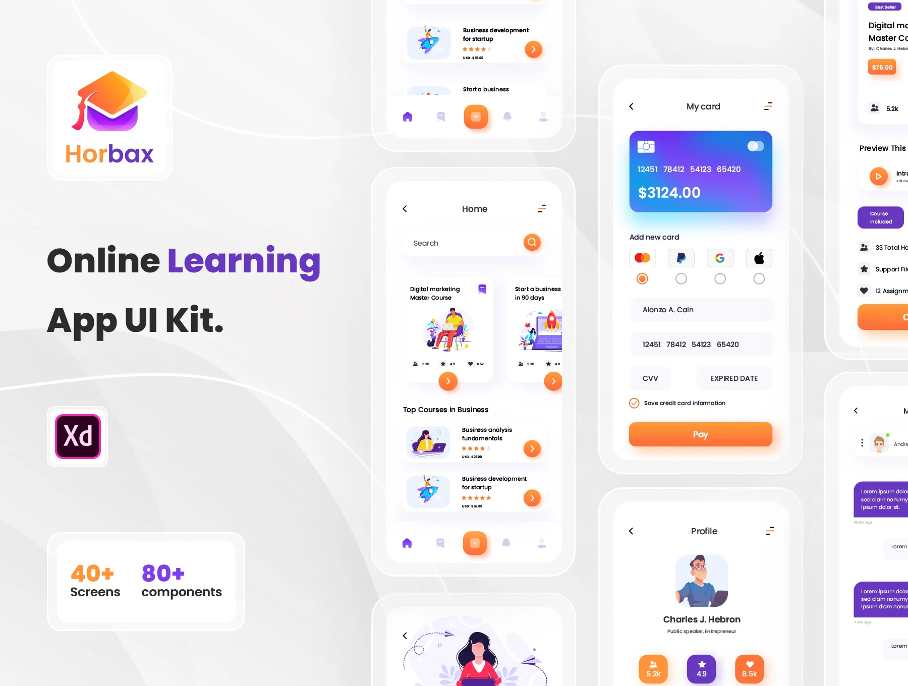 Horbax Online Learning App UI Kit.