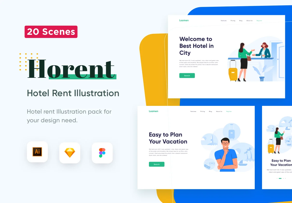 Horent - Hotel Rent Illustration