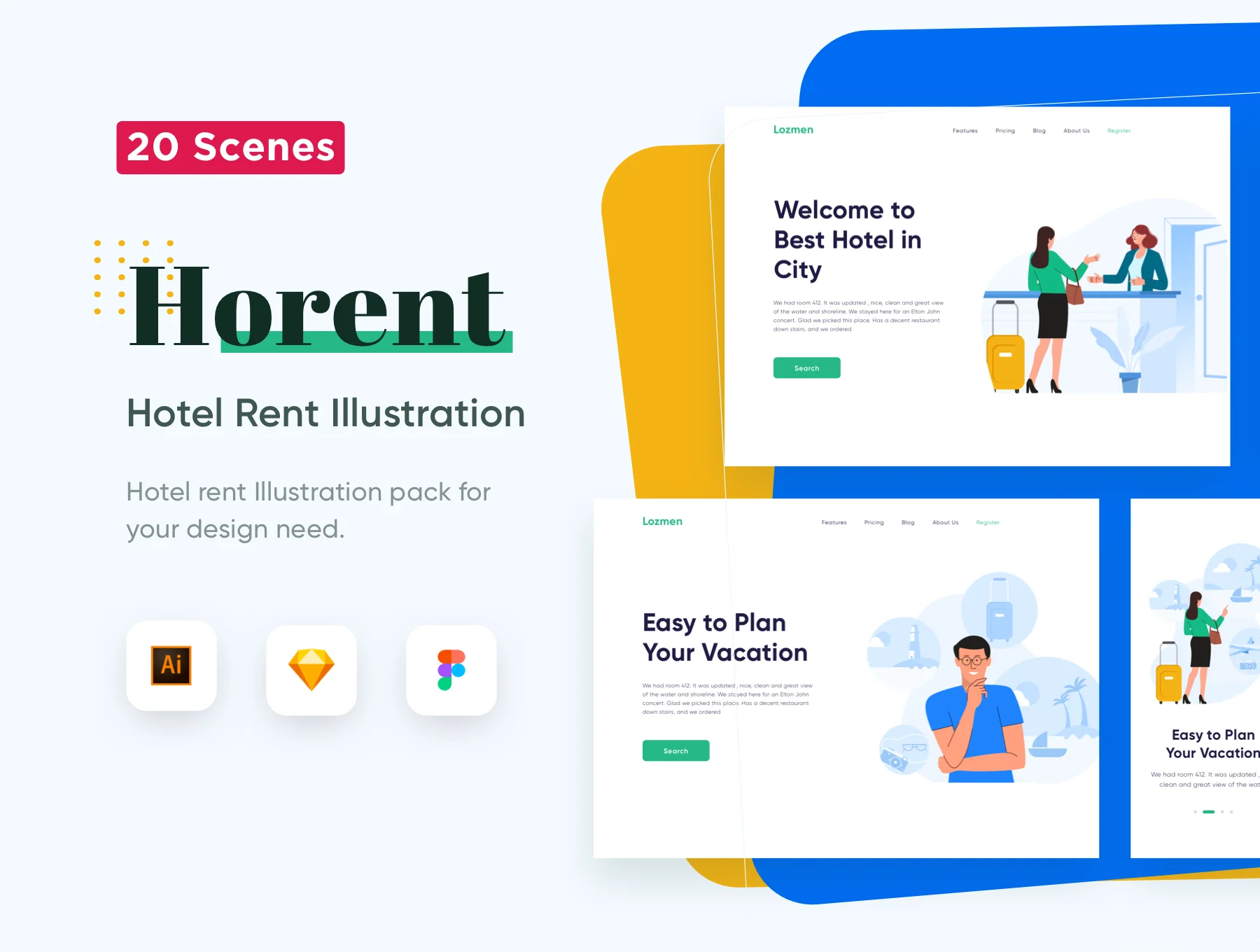 Horent - Hotel Rent Illustration