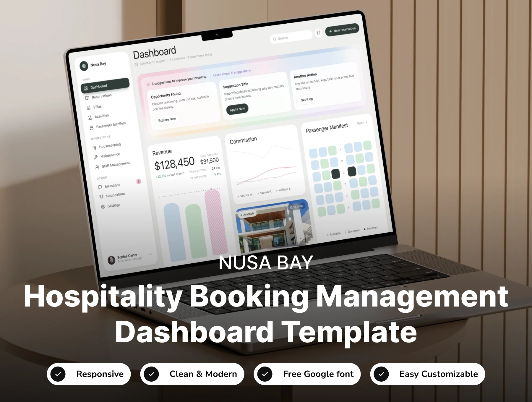 Hospitality Booking Management Dashboard Template