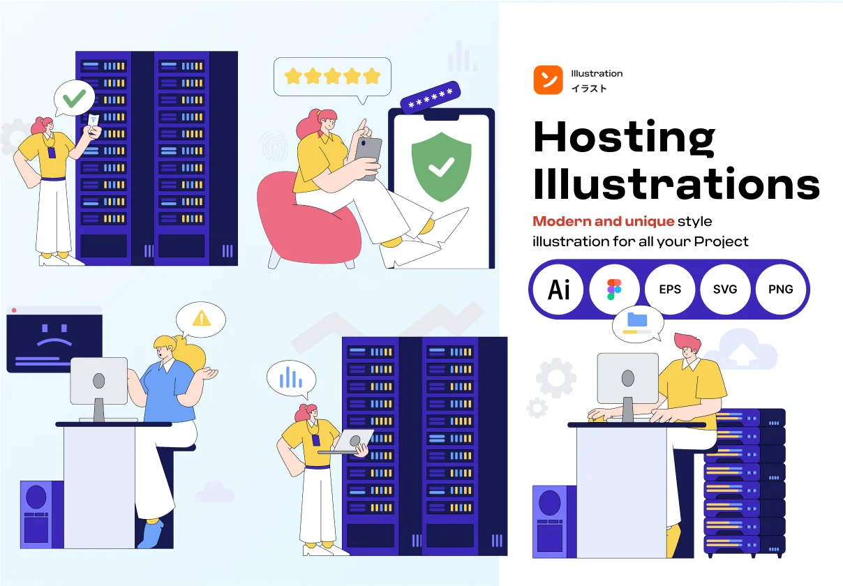 Hosting & Server Technology Illustration Pack