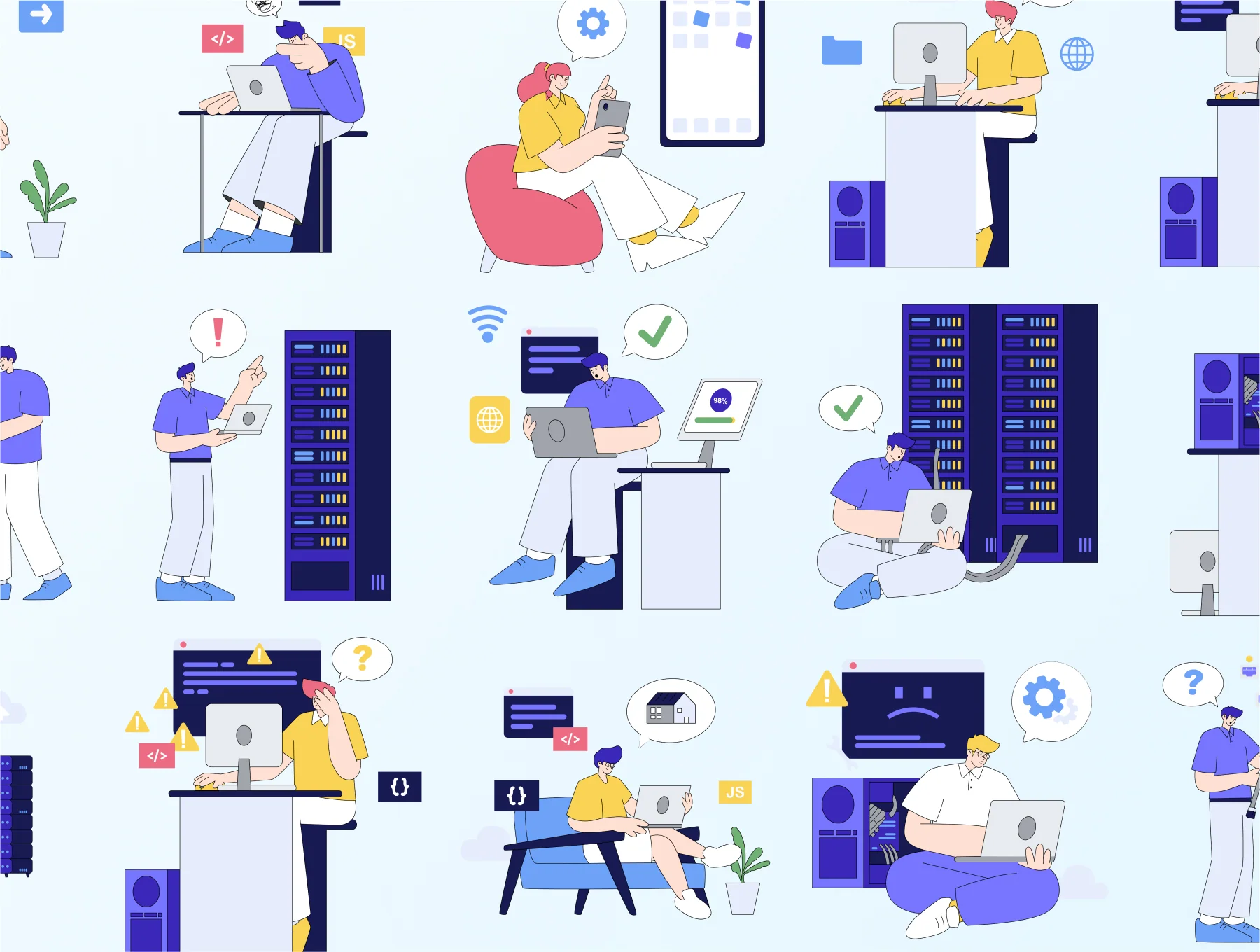 Hosting & Server Technology Illustration Pack 7