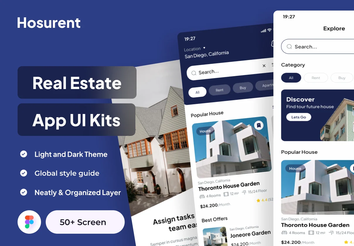 Hosurent - Real Estate App UI Kits