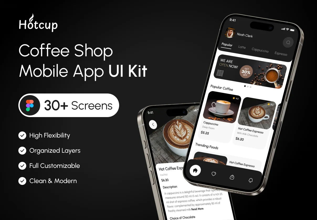 Hotcup - Coffee Shop Mobile App UI Kit