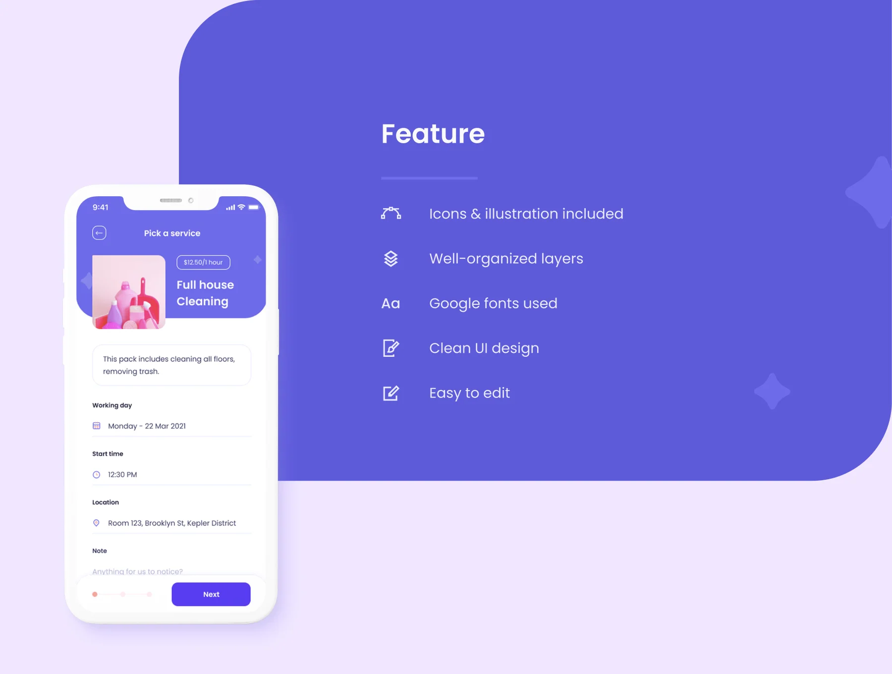 Housework Service App UI Kit 3