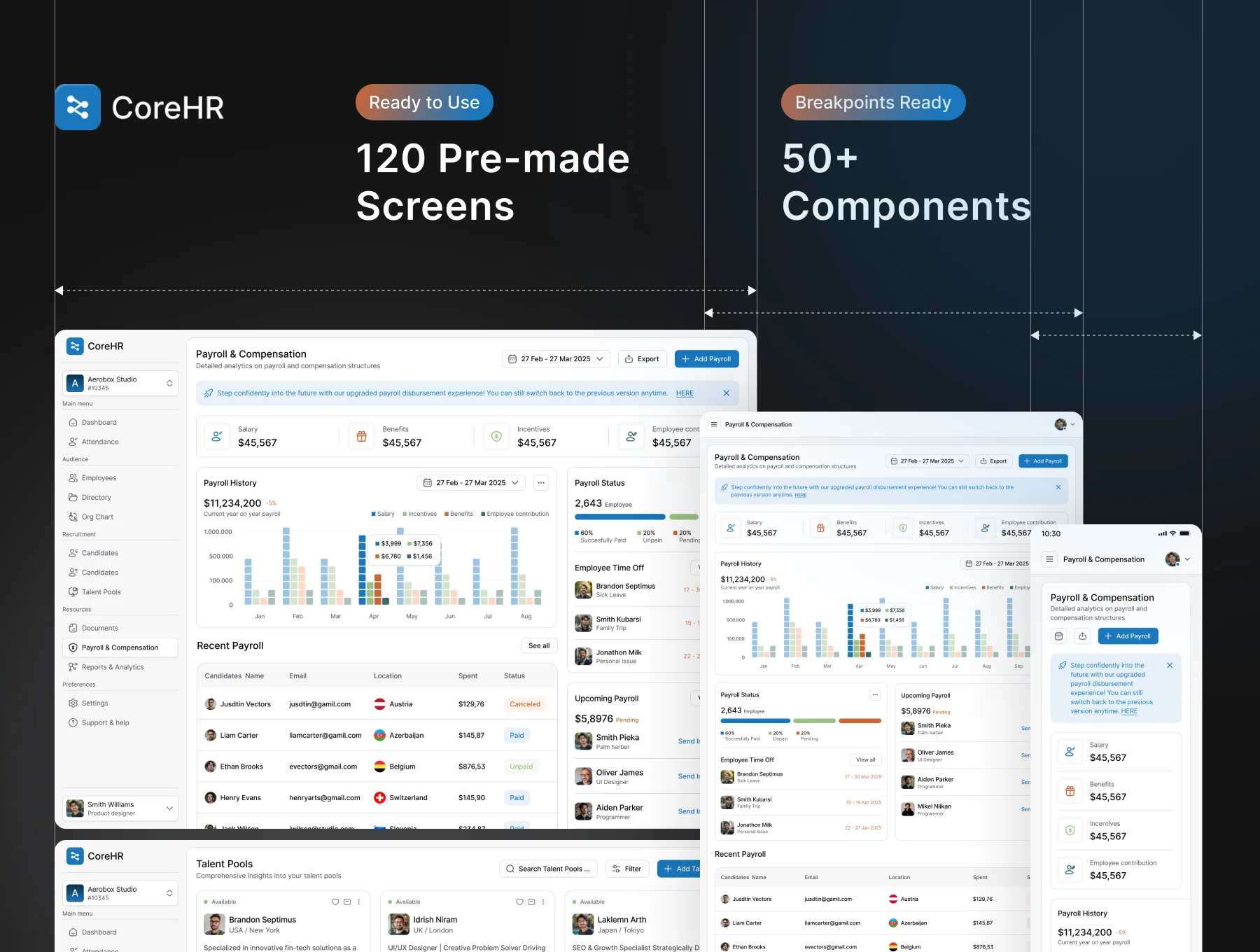 HR Management Dashboard UI Kit - CoreeHR 3