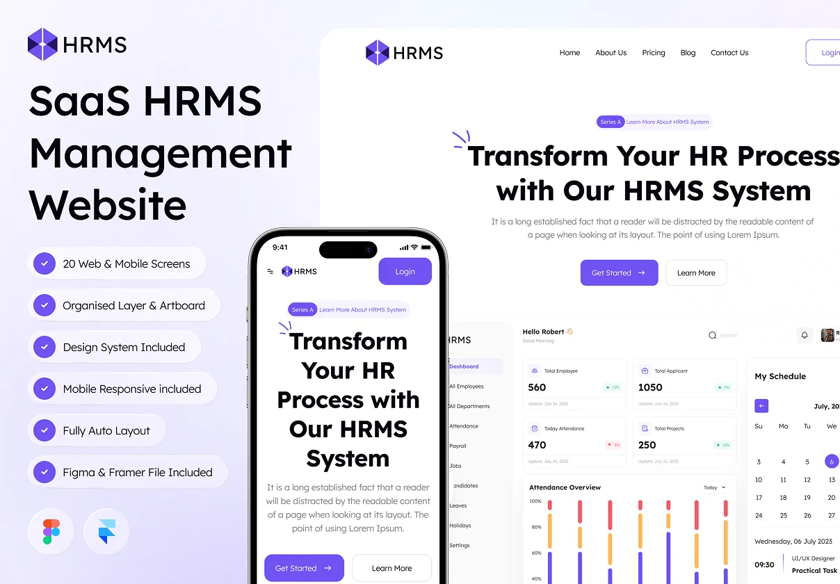 HRMS - SaaS HRMS Management Website Framer Template
