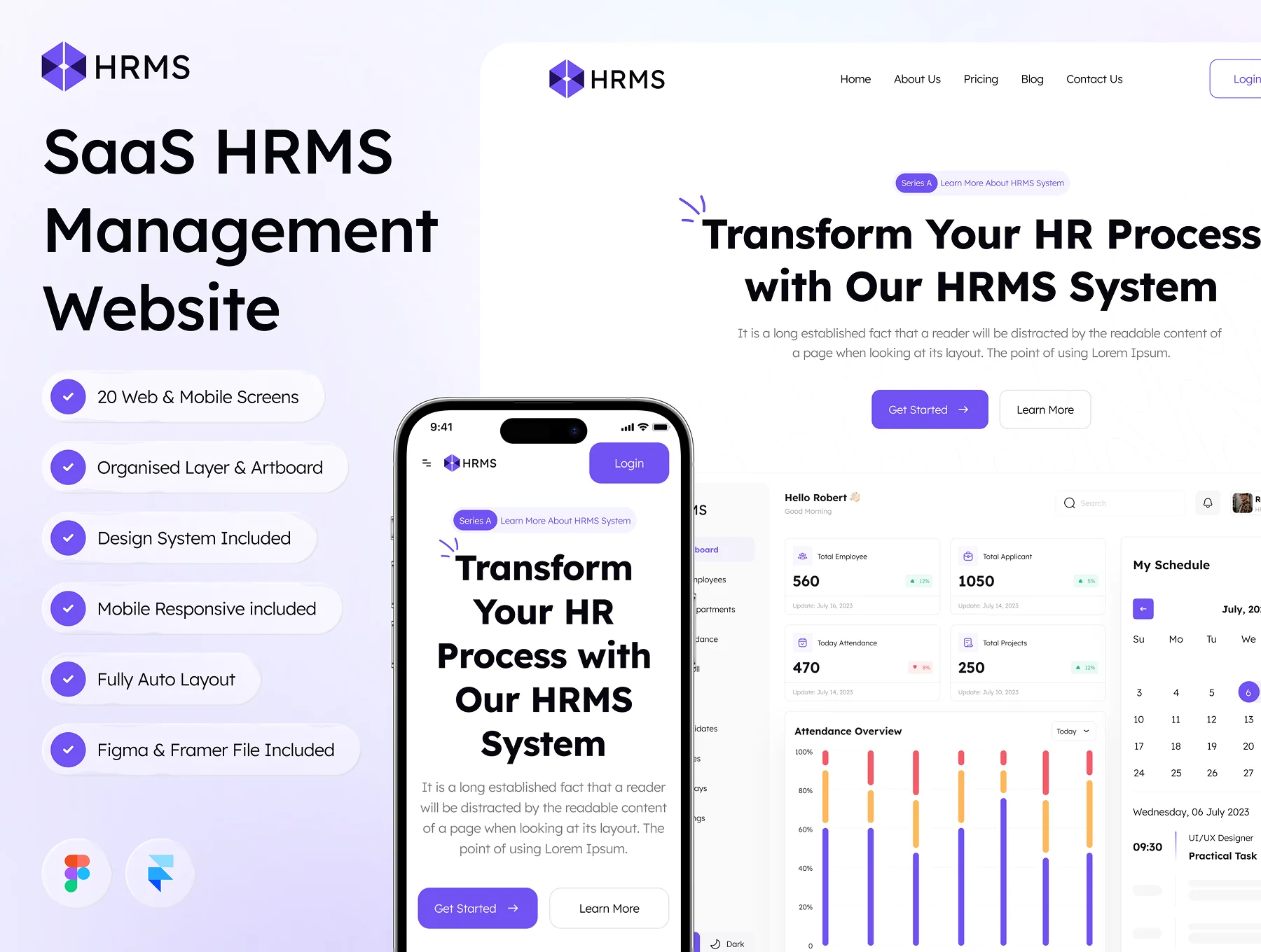 HRMS - SaaS HRMS Management Website Framer Template