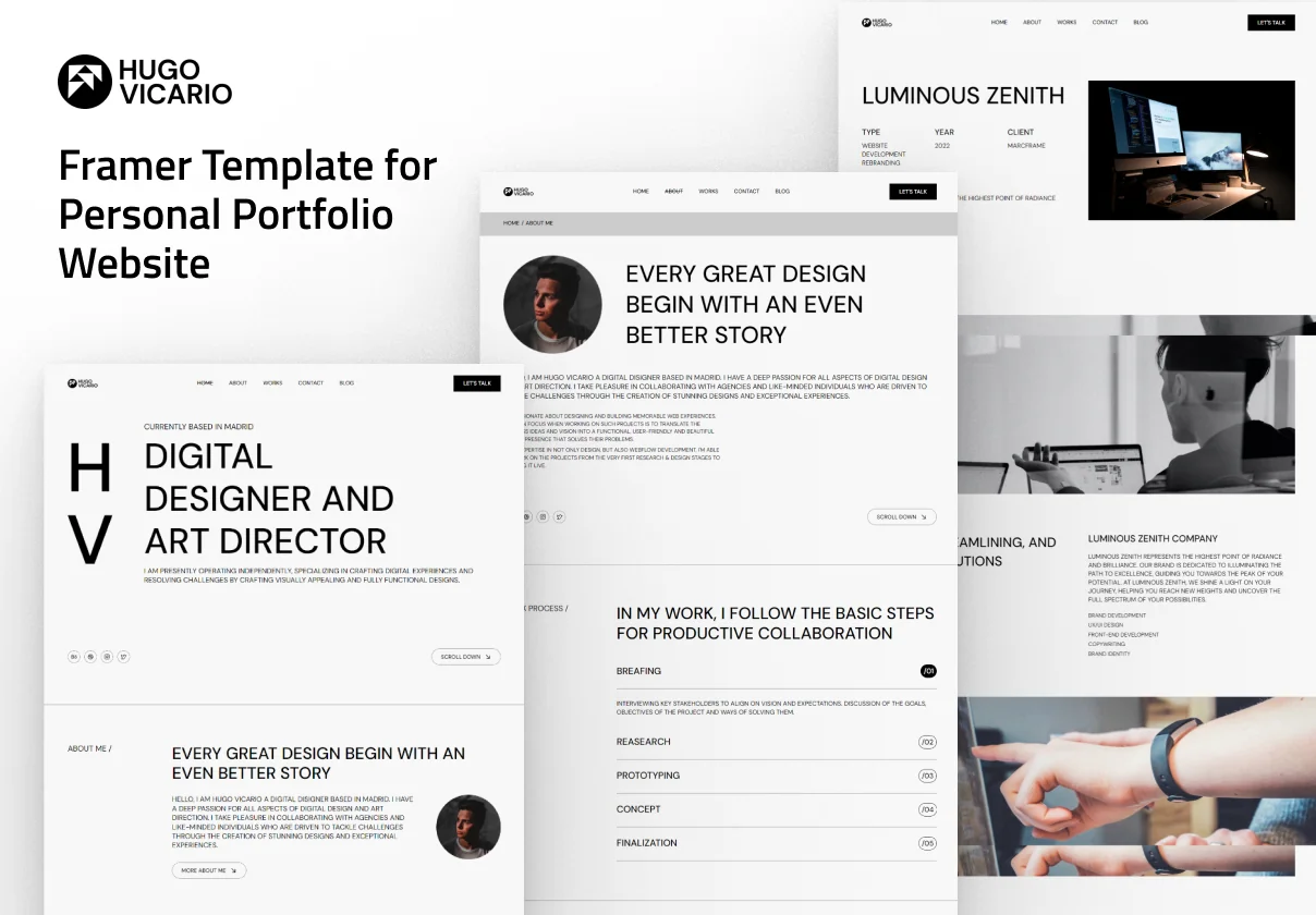 Hugo Vicario - Framer Template For Personal Portfolio Website