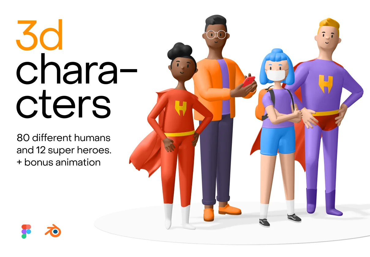 Humans 3d characters v2.0