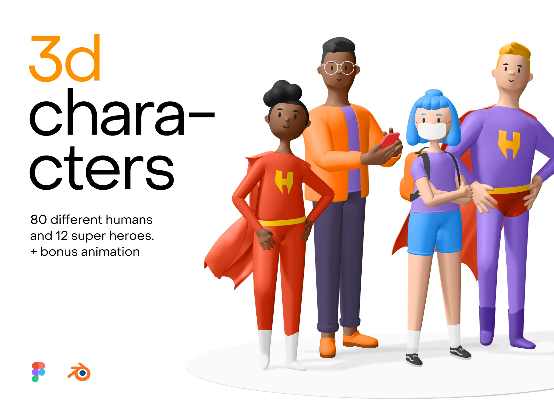 Humans 3d characters v2.0