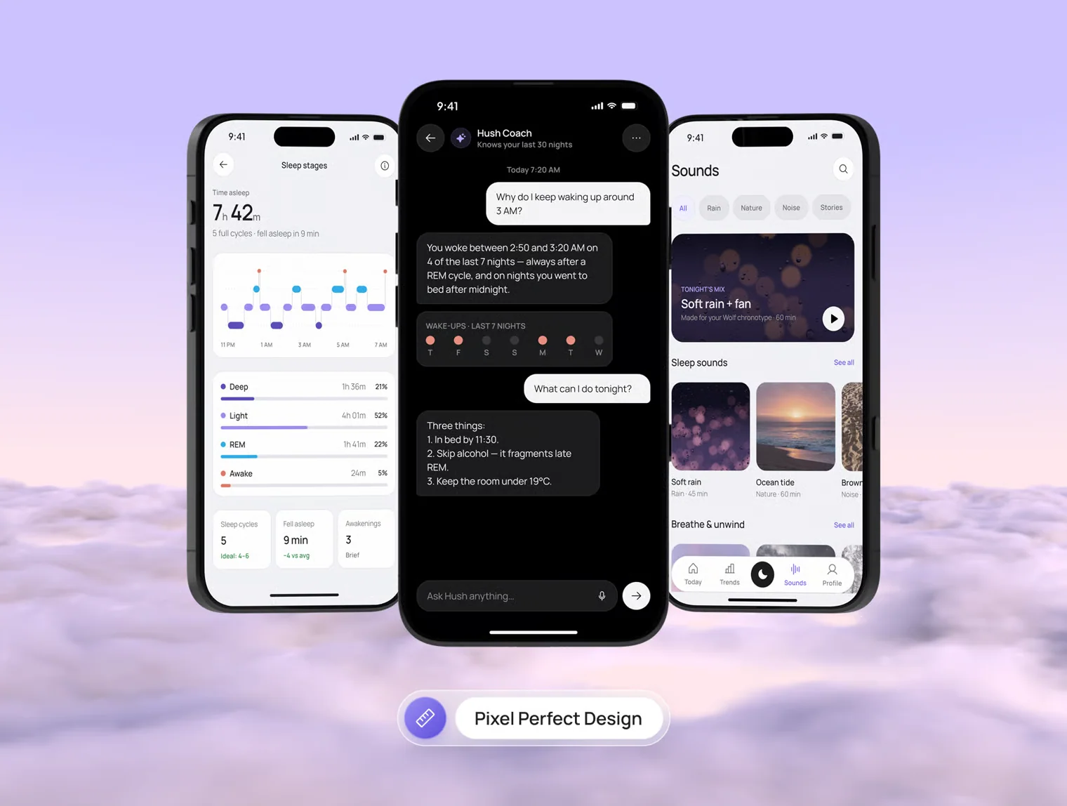 Hush – AI Sleep Coach App UI Kit + Expo Code 6