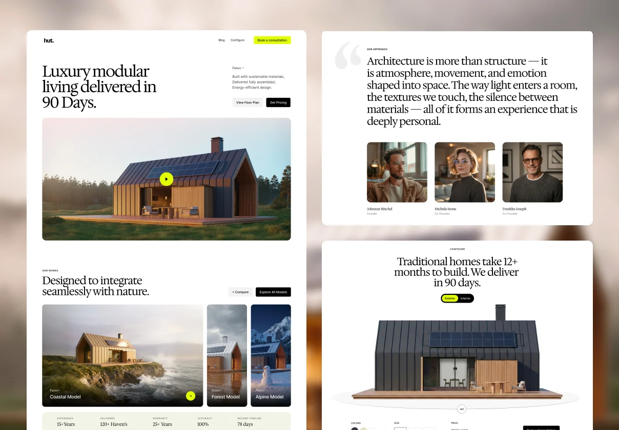 Hut — Luxury Modular Living Framer Template Design