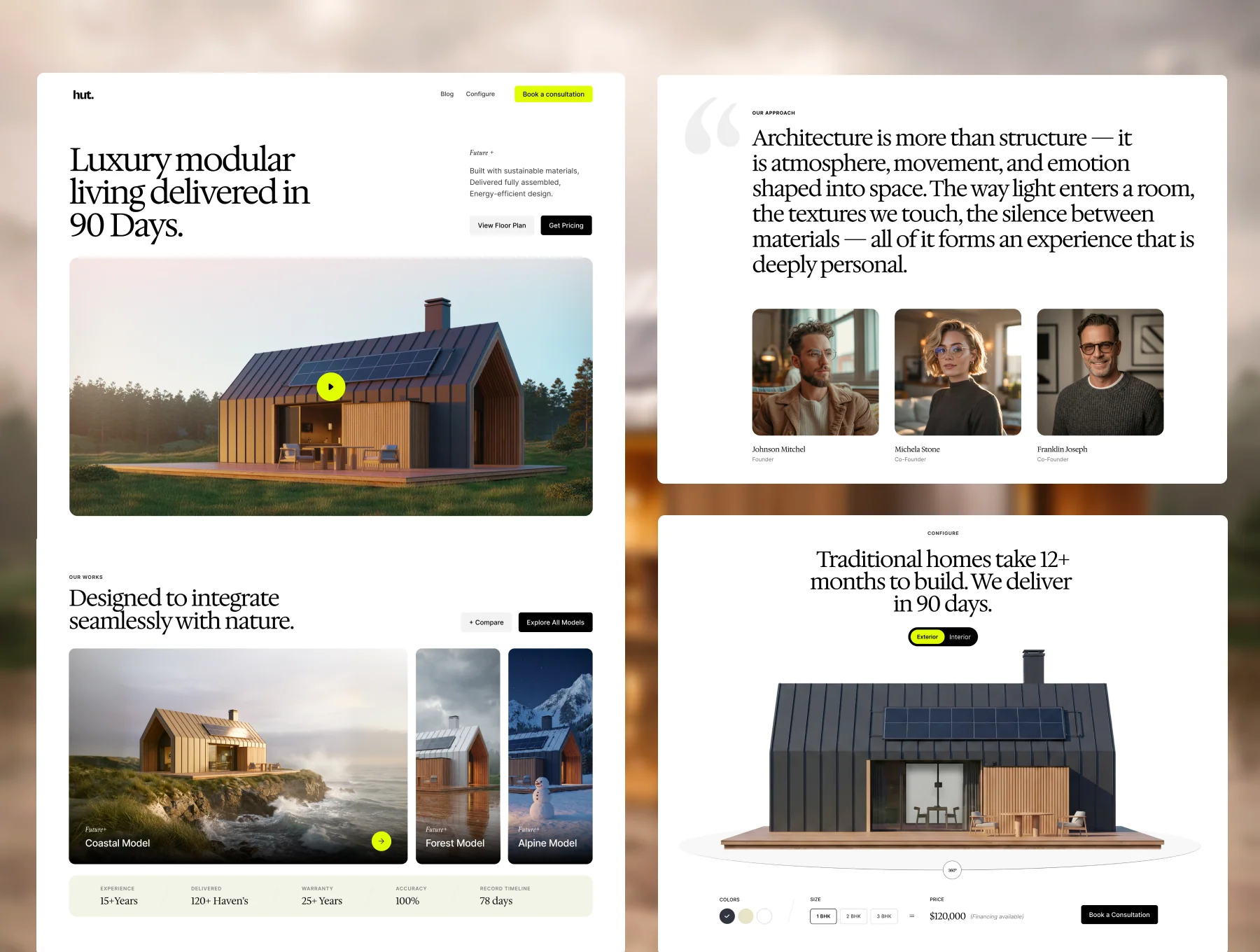 Hut — Luxury Modular Living Framer Template Design