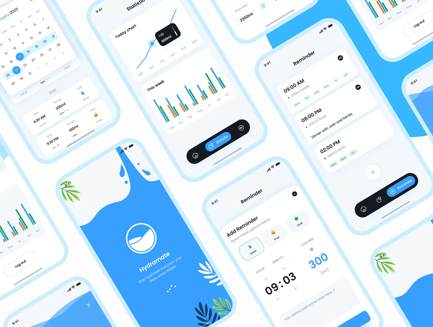 Hydramate - Water tracker app with chart and system 2