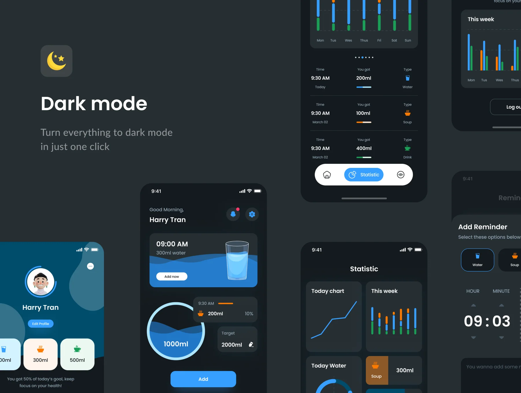 Hydramate - Water tracker app with chart and system 3