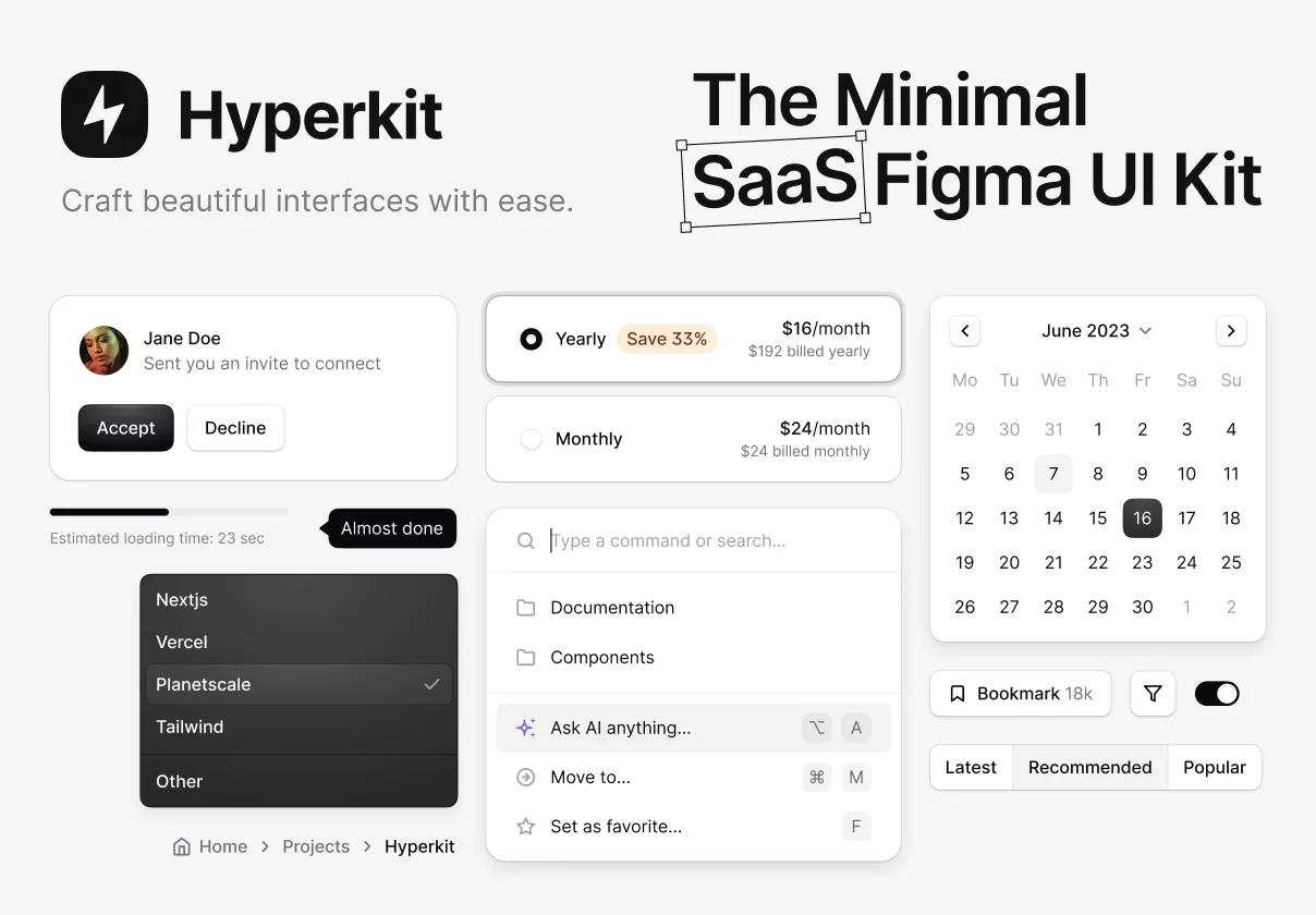 Hyperkit — The Minimal SaaS Figma UI Kit