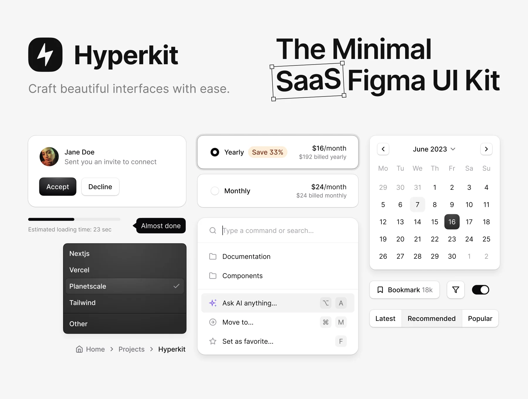 Hyperkit — The Minimal SaaS Figma UI Kit