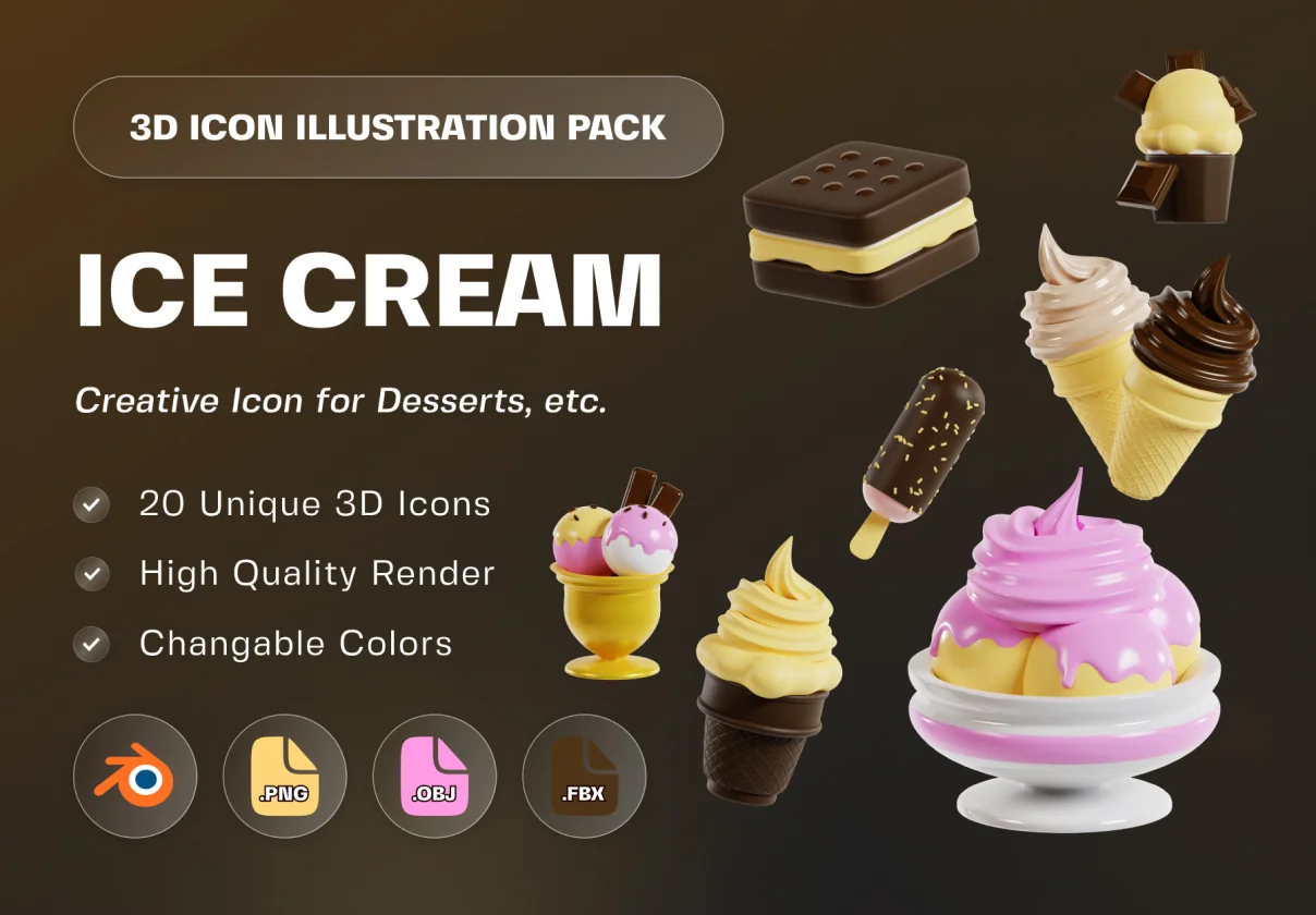 Ice Cream 3D Icon Pack