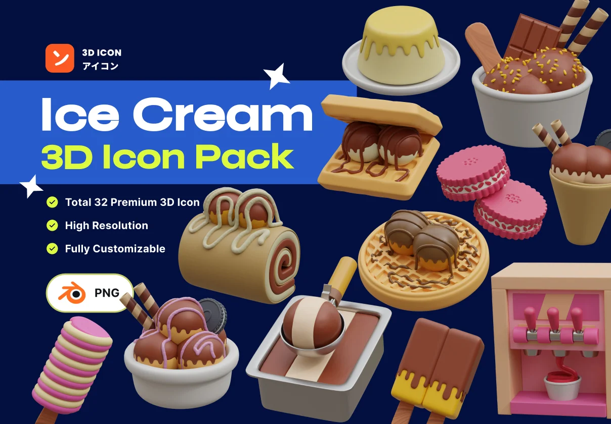 Ice Cream & Desserts 3D Icon