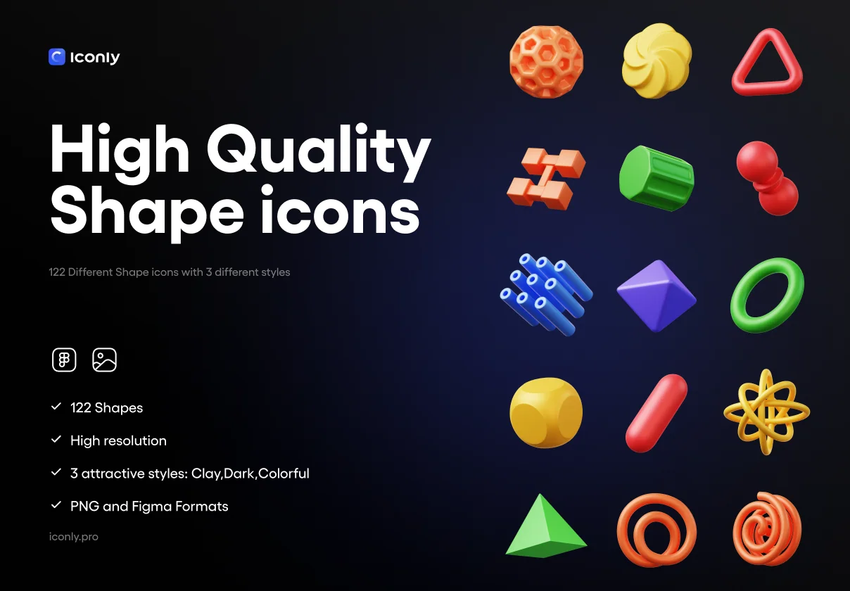 Iconly Pro, 3D Shape icons