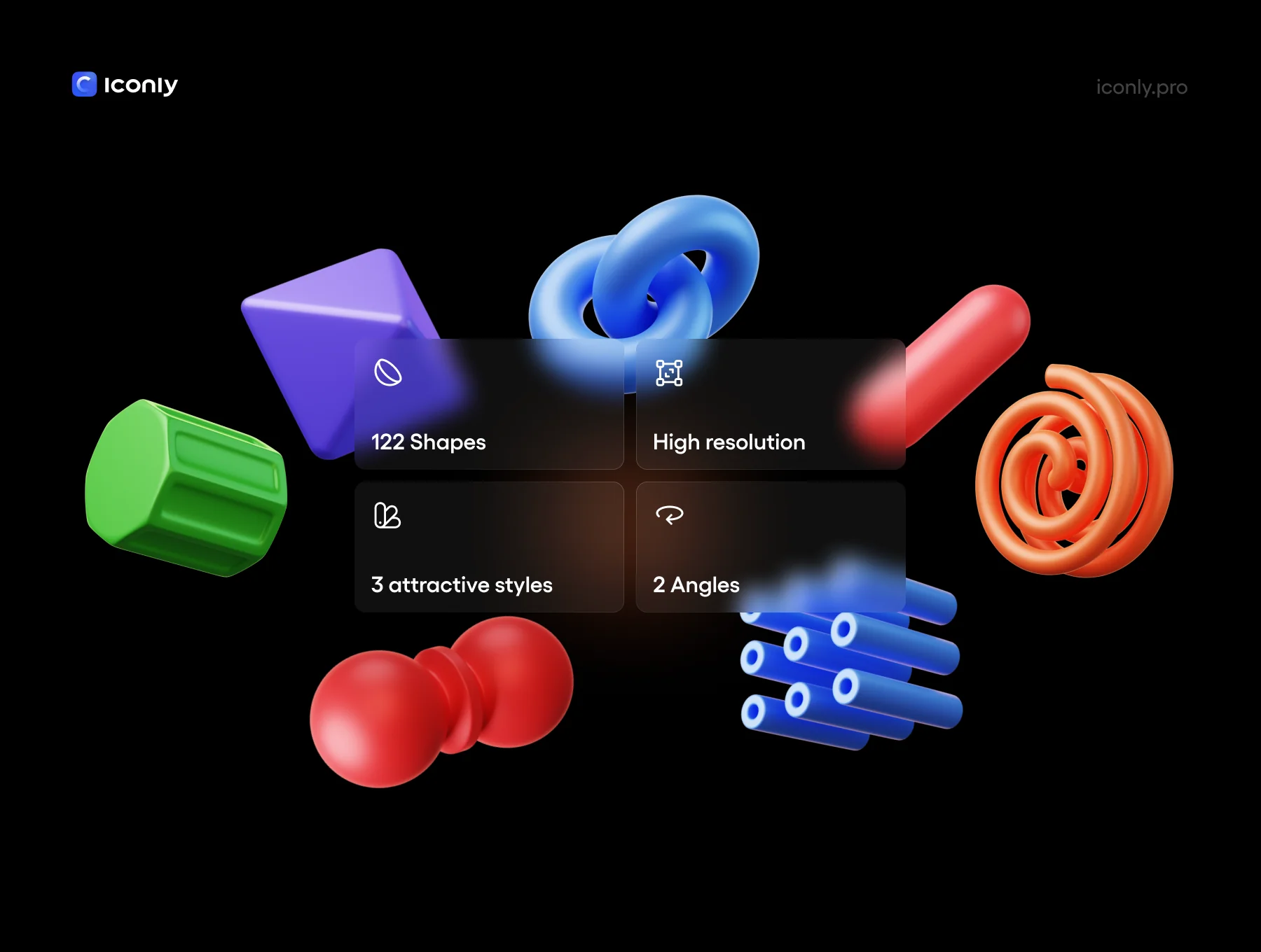 Iconly Pro, 3D Shape icons 3