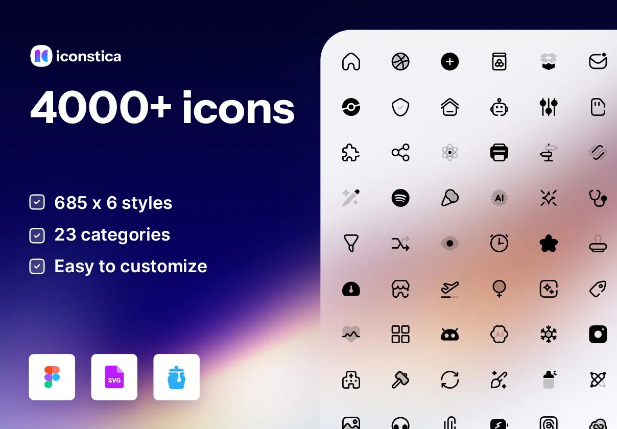 Iconstica Icon Pack - 4000+ icons in one Icons Set