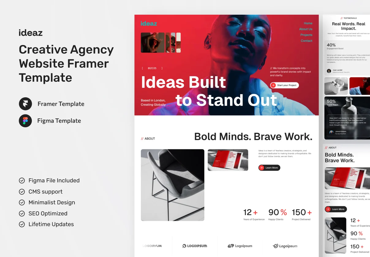 Ideaz - Creative Agency Website Framer Template