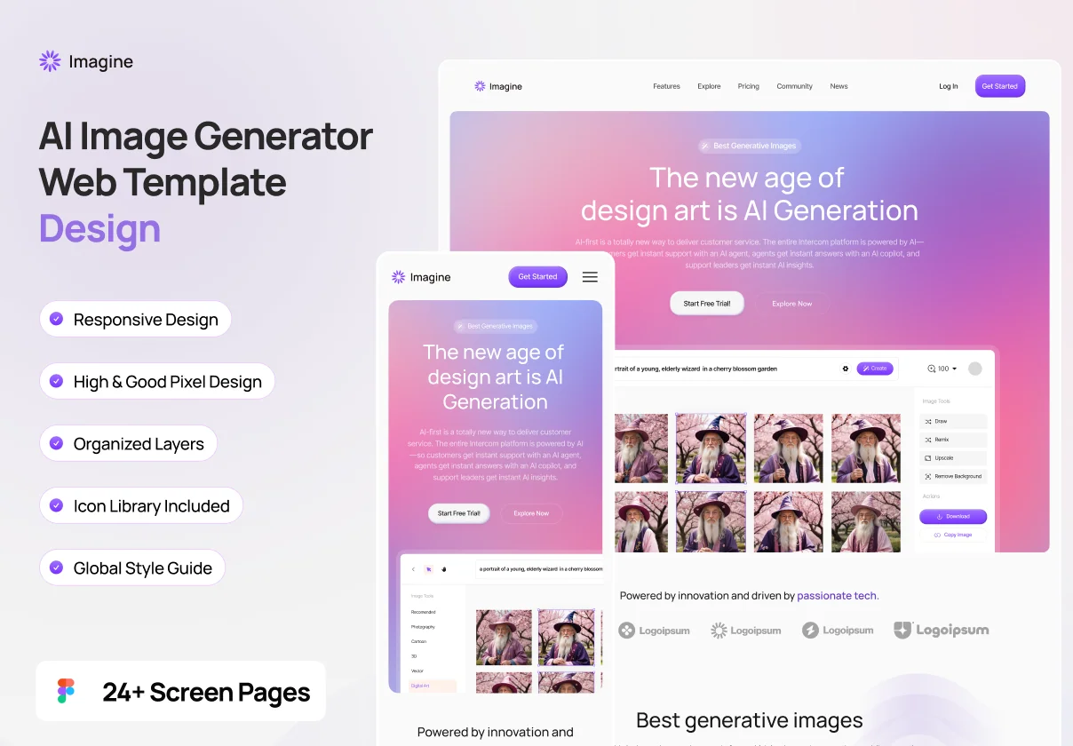 Imagine - AI Image Generator Website Template
