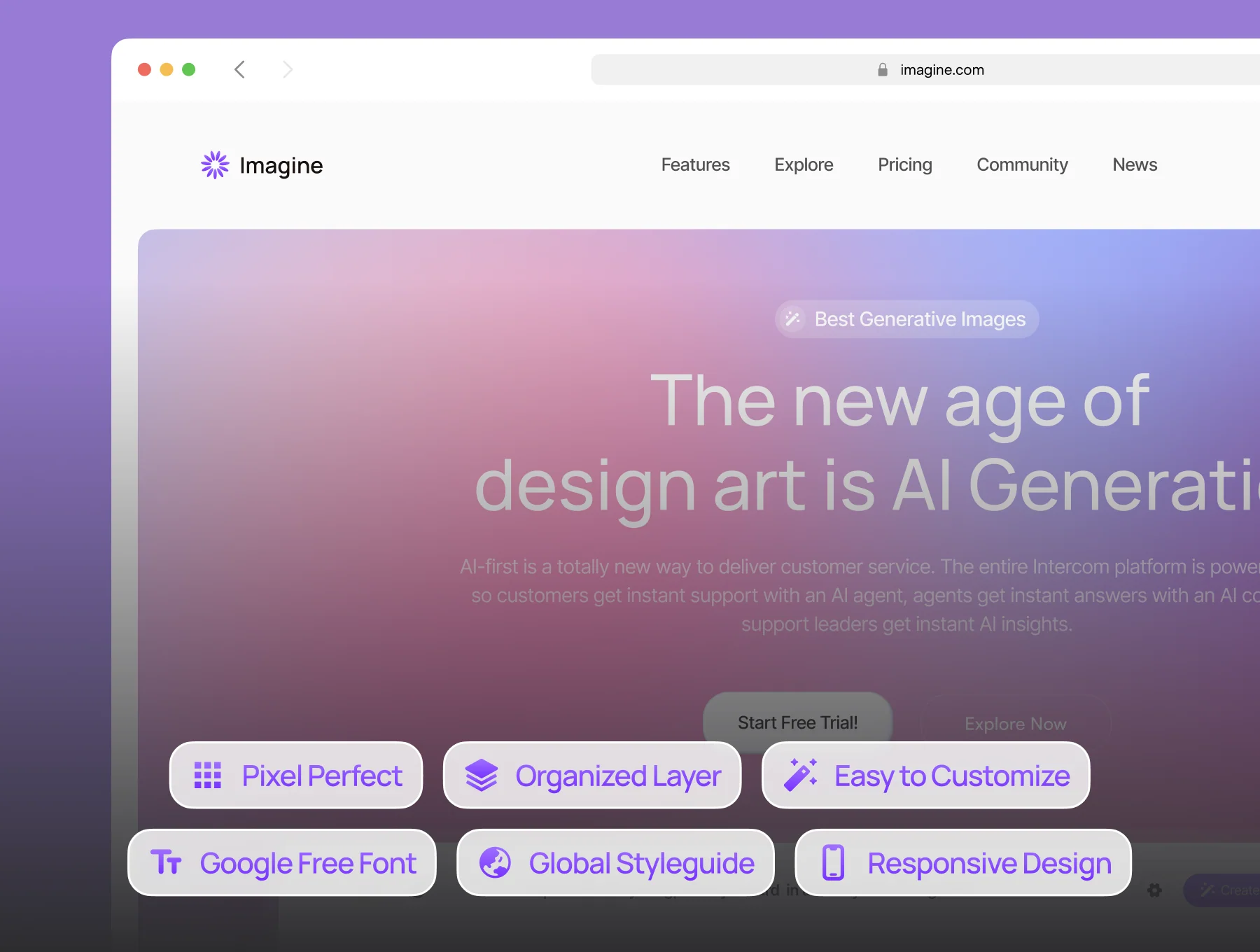 Imagine - AI Image Generator Website Template