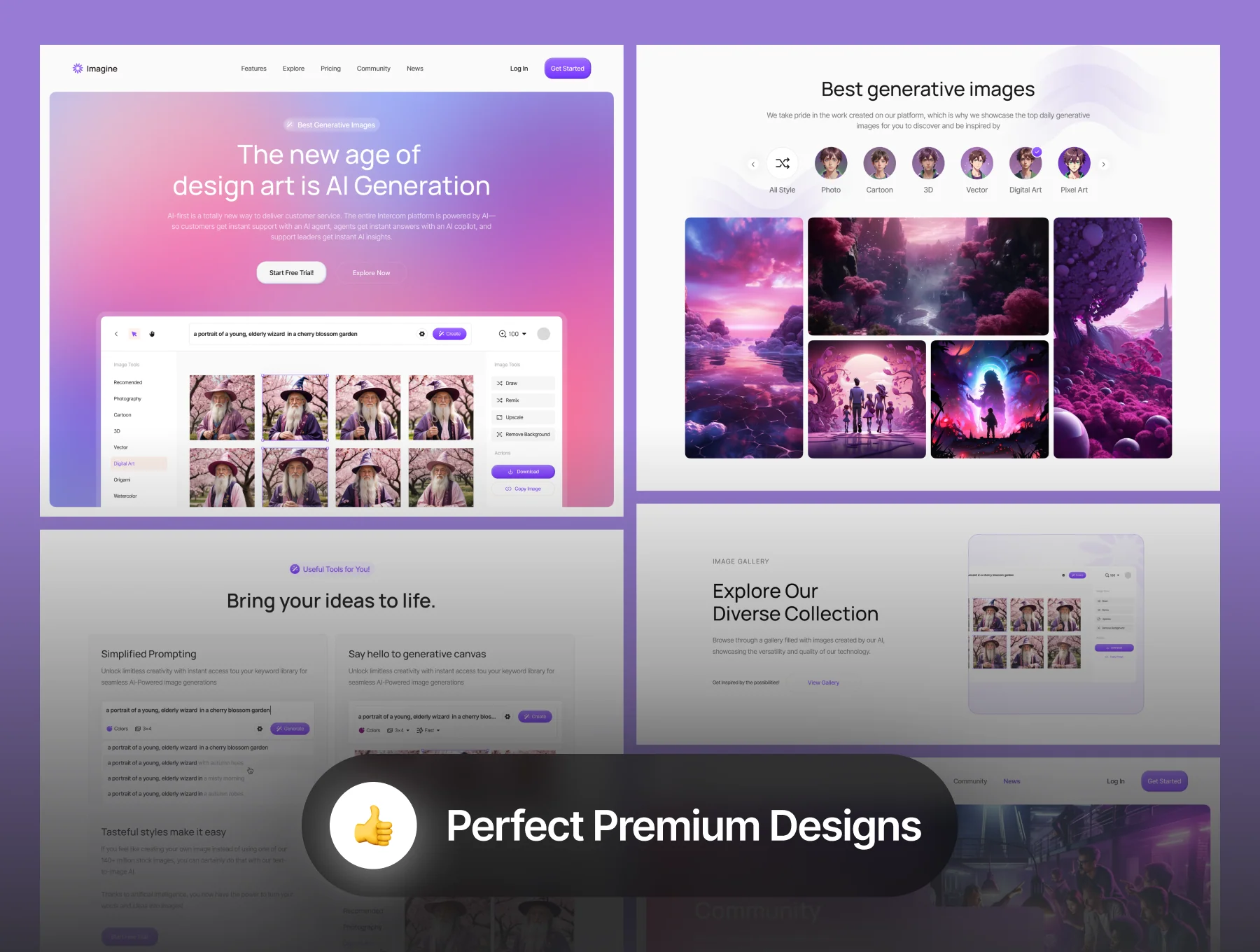 Imagine - AI Image Generator Website Template 3