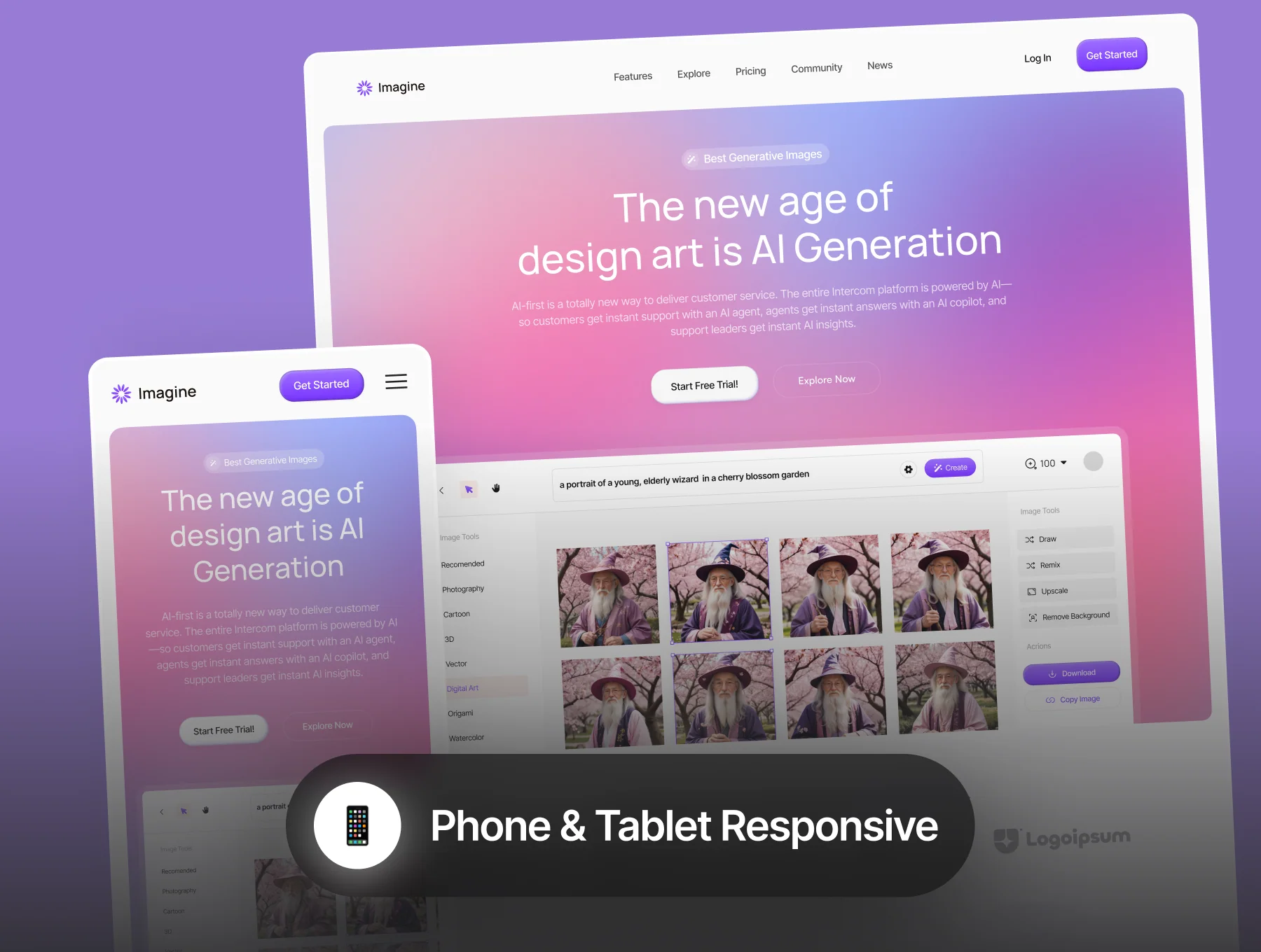 Imagine - AI Image Generator Website Template 4