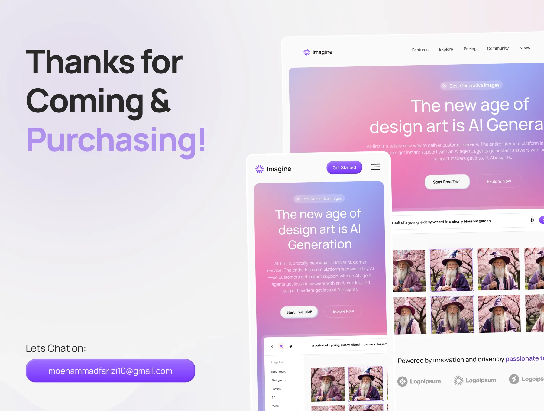 Imagine - AI Image Generator Website Template 6