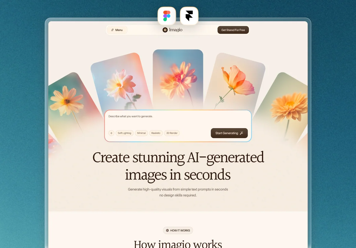 Imagio - AI Image Generator SaaS Figma & Framer Template