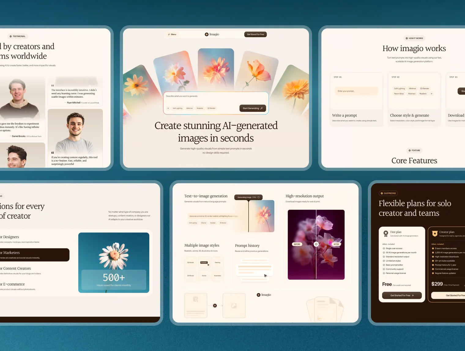 Imagio - AI Image Generator SaaS Figma & Framer Template 5