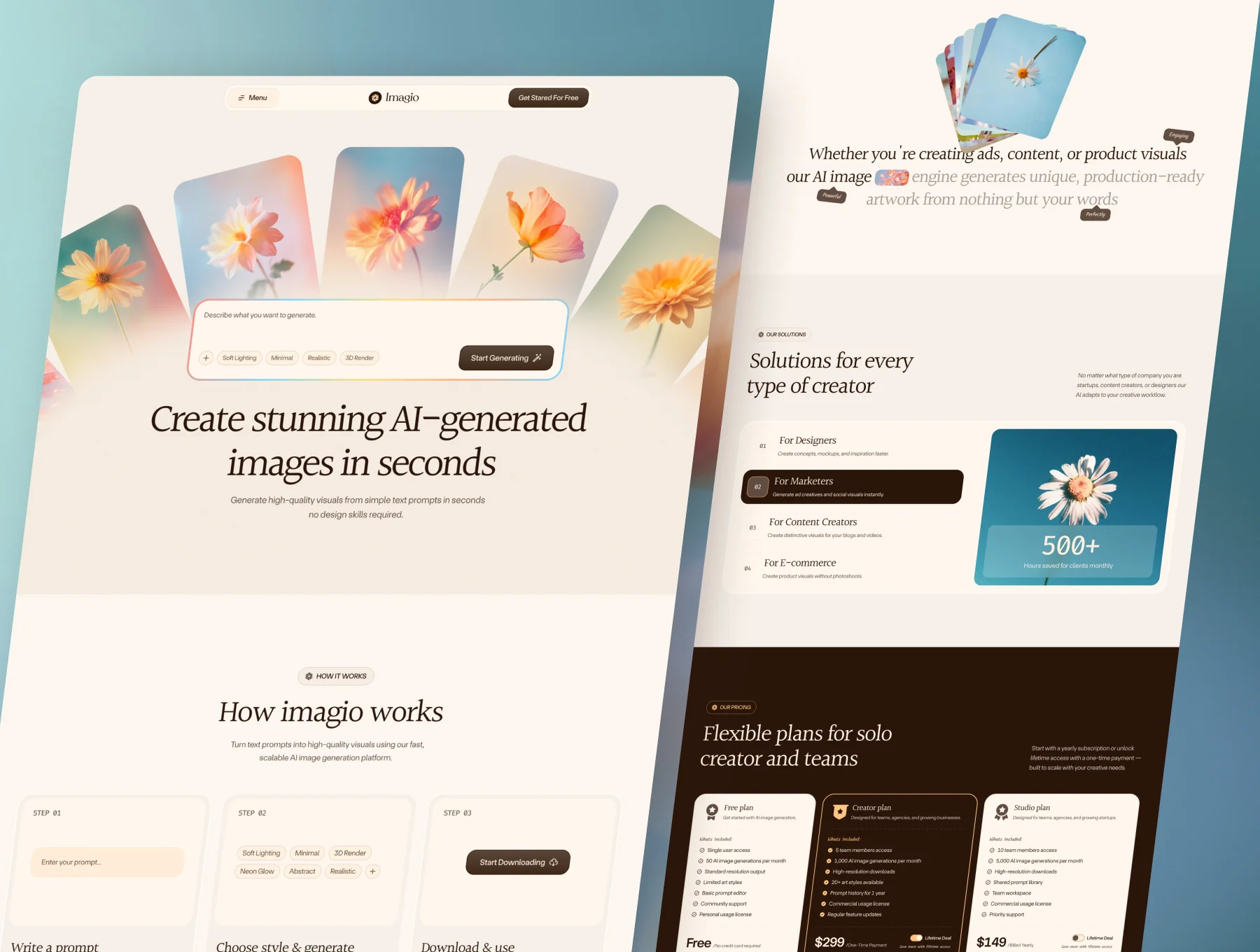 Imagio - Al Image Generator SaaS Website Template