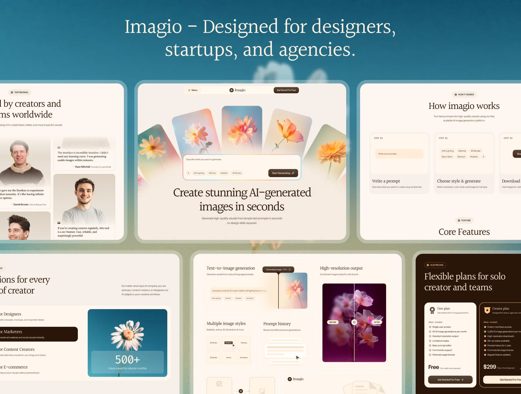 Imagio - Al Image Generator SaaS Website Template 6