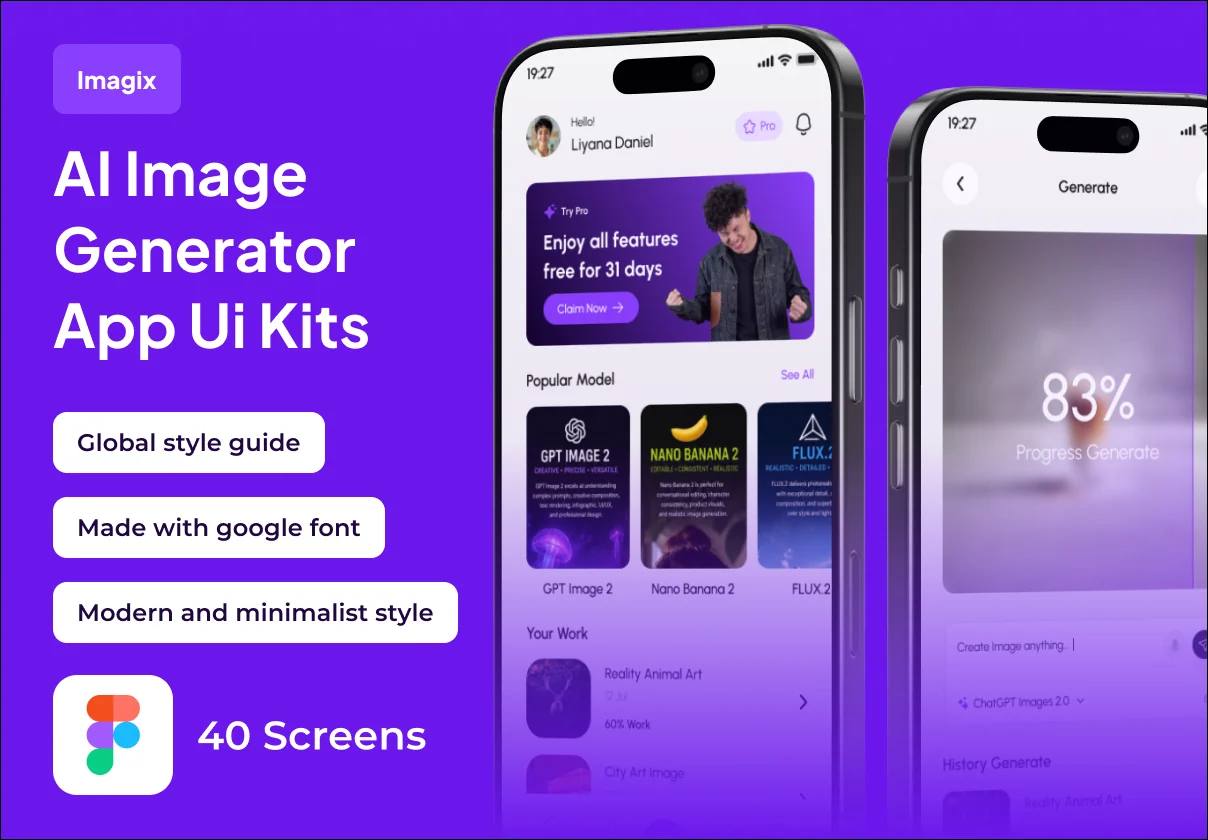 Imagix - AI Image Generator Premium UI KIts App