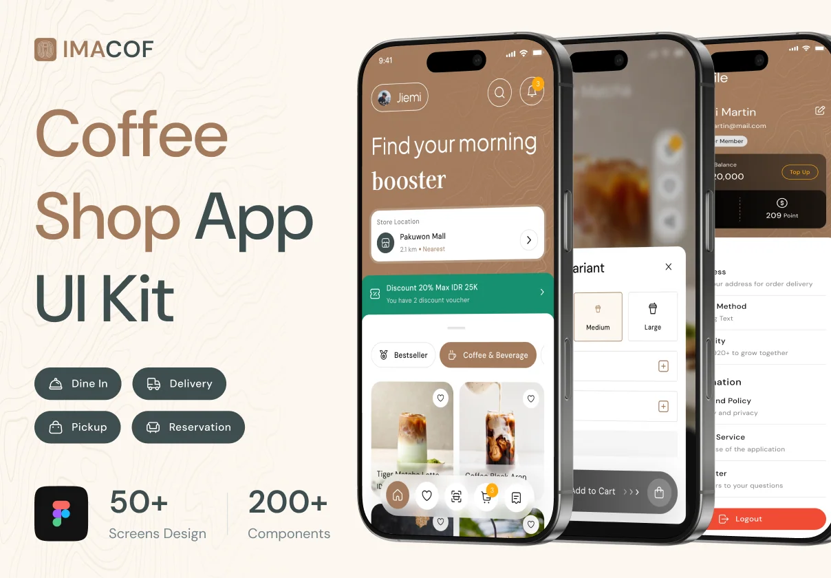 Imacof - Coffee Shop Mobile App UI Kit