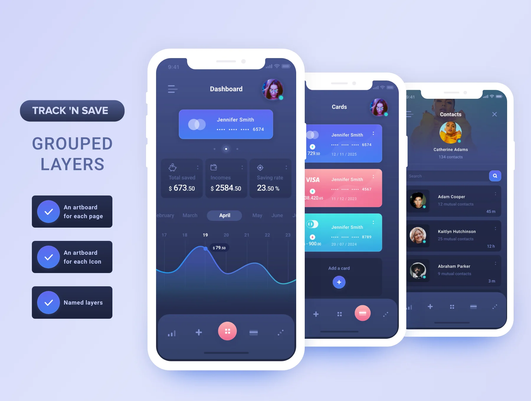 Track and Save Dashboard UI Kit 3