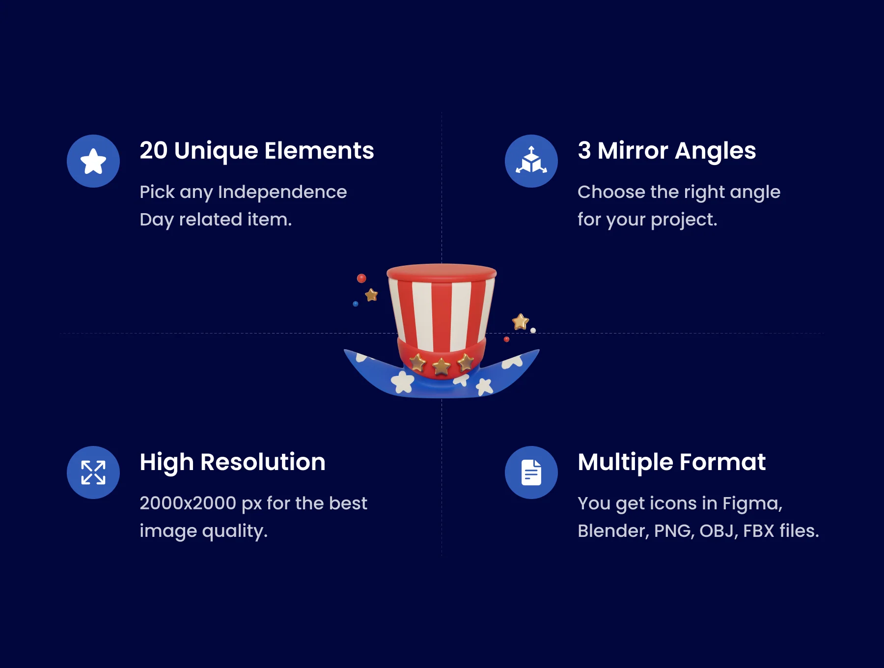 Independence Day 3D Icons Set 2