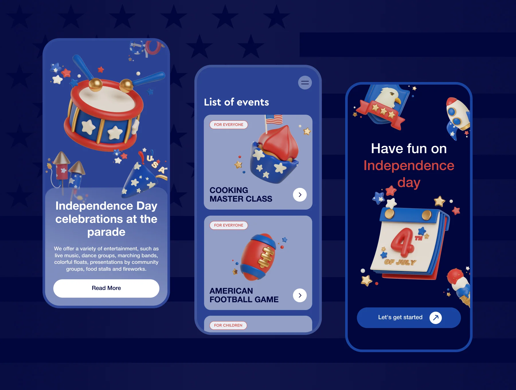 Independence Day 3D Icons Set 4