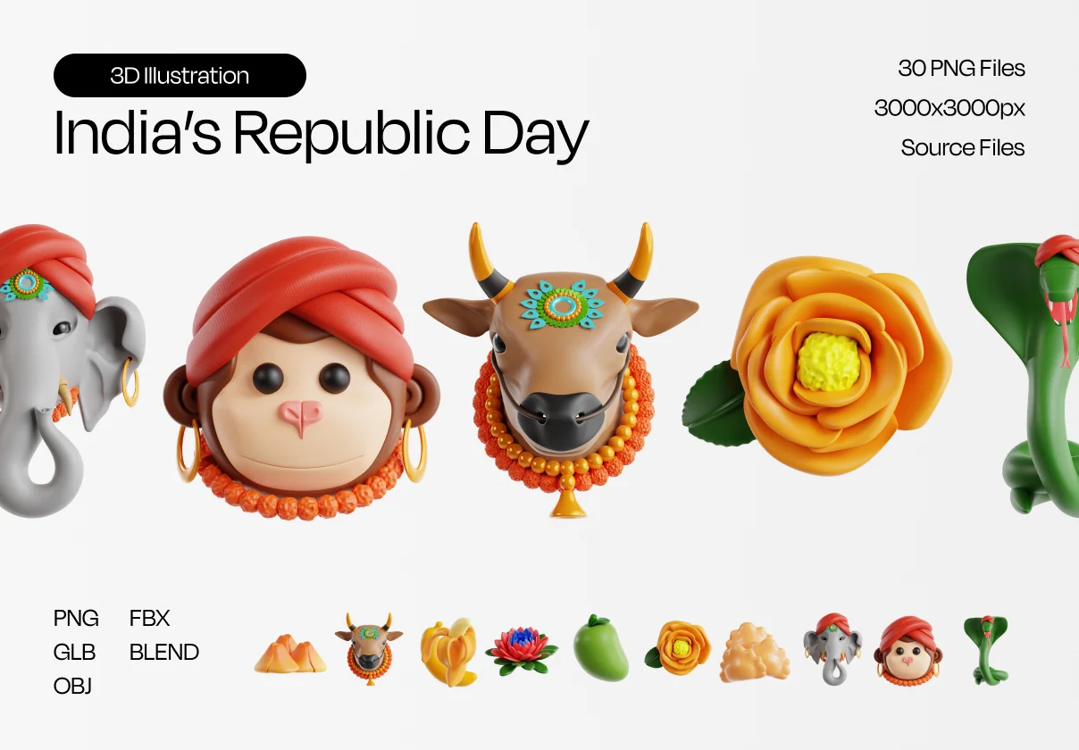 India’s Republic Day 3D Illustration