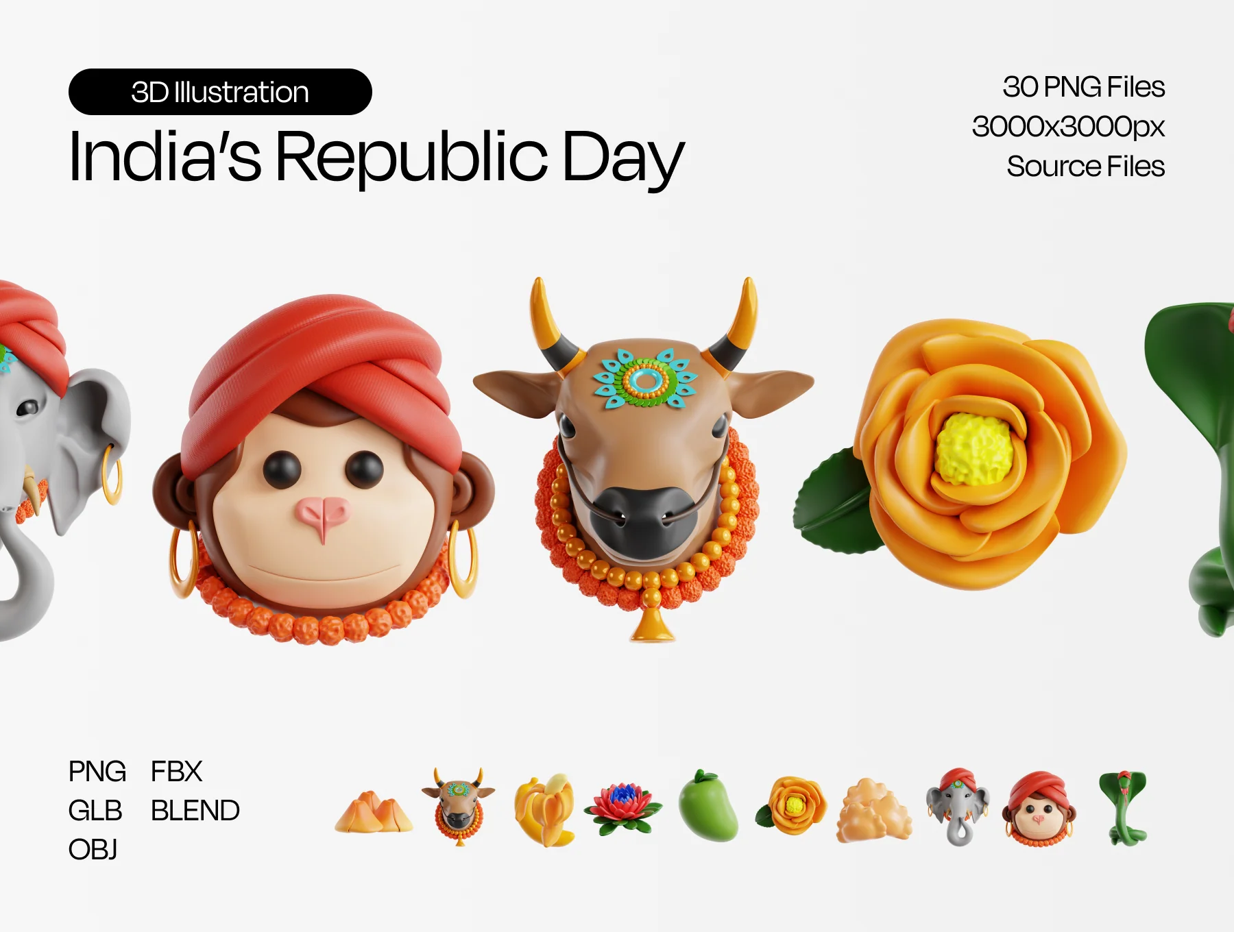 India’s Republic Day 3D Illustration