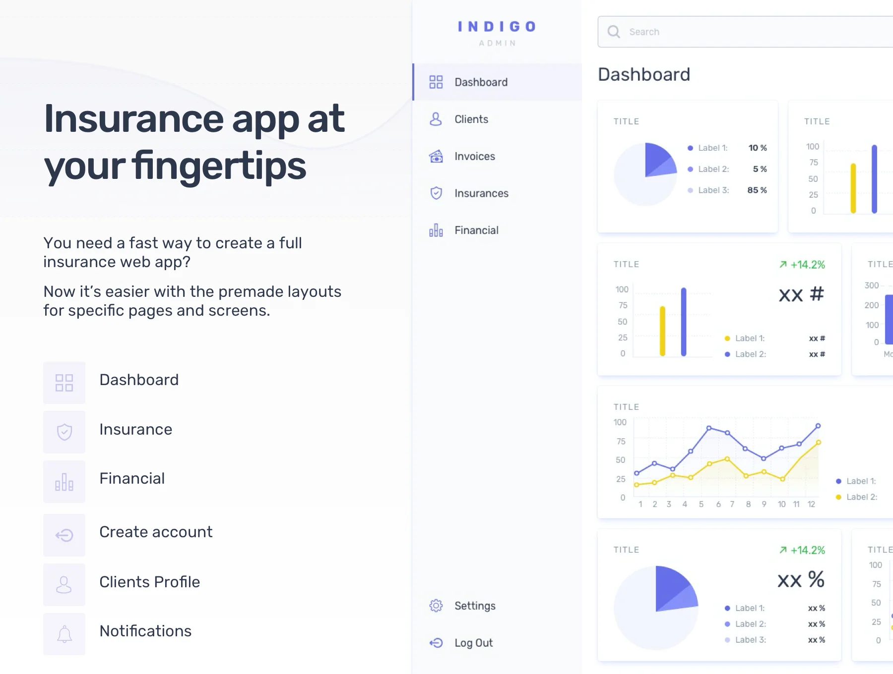 Indigo Insurance Admin Dashboard Web UI Kit 2
