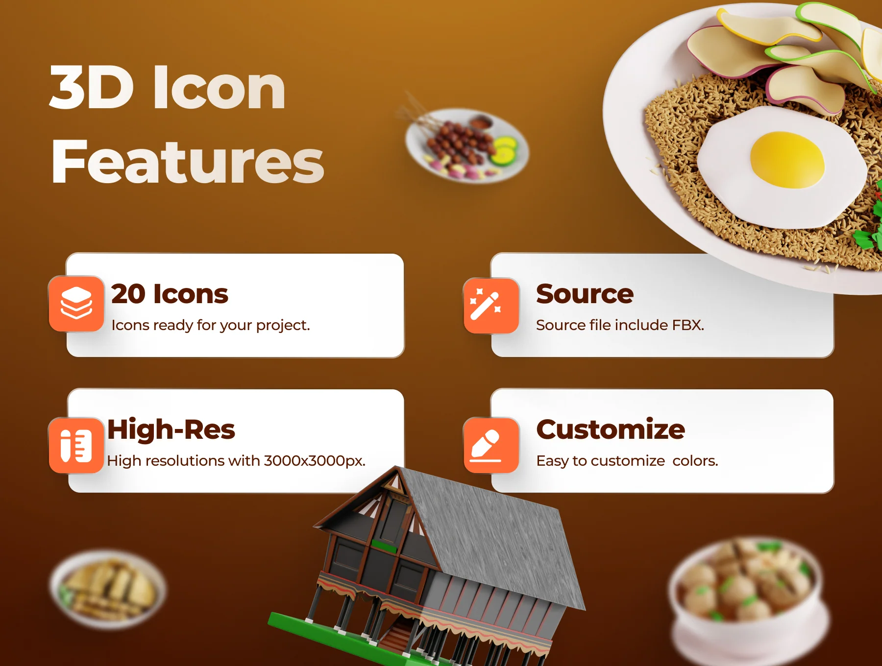 Indonesia Culture 3D Icon Set 2