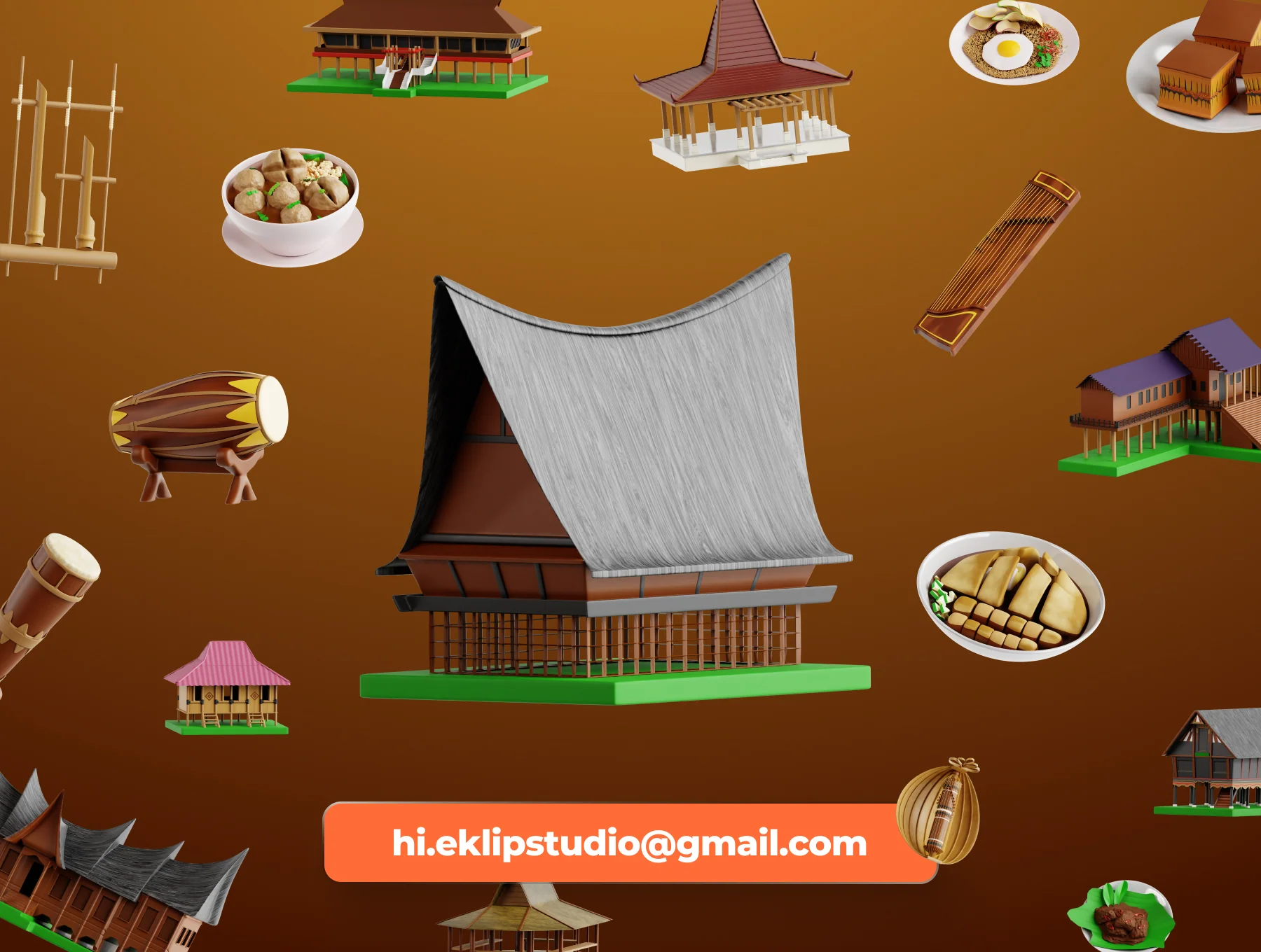 Indonesia Culture 3D Icon Set 5