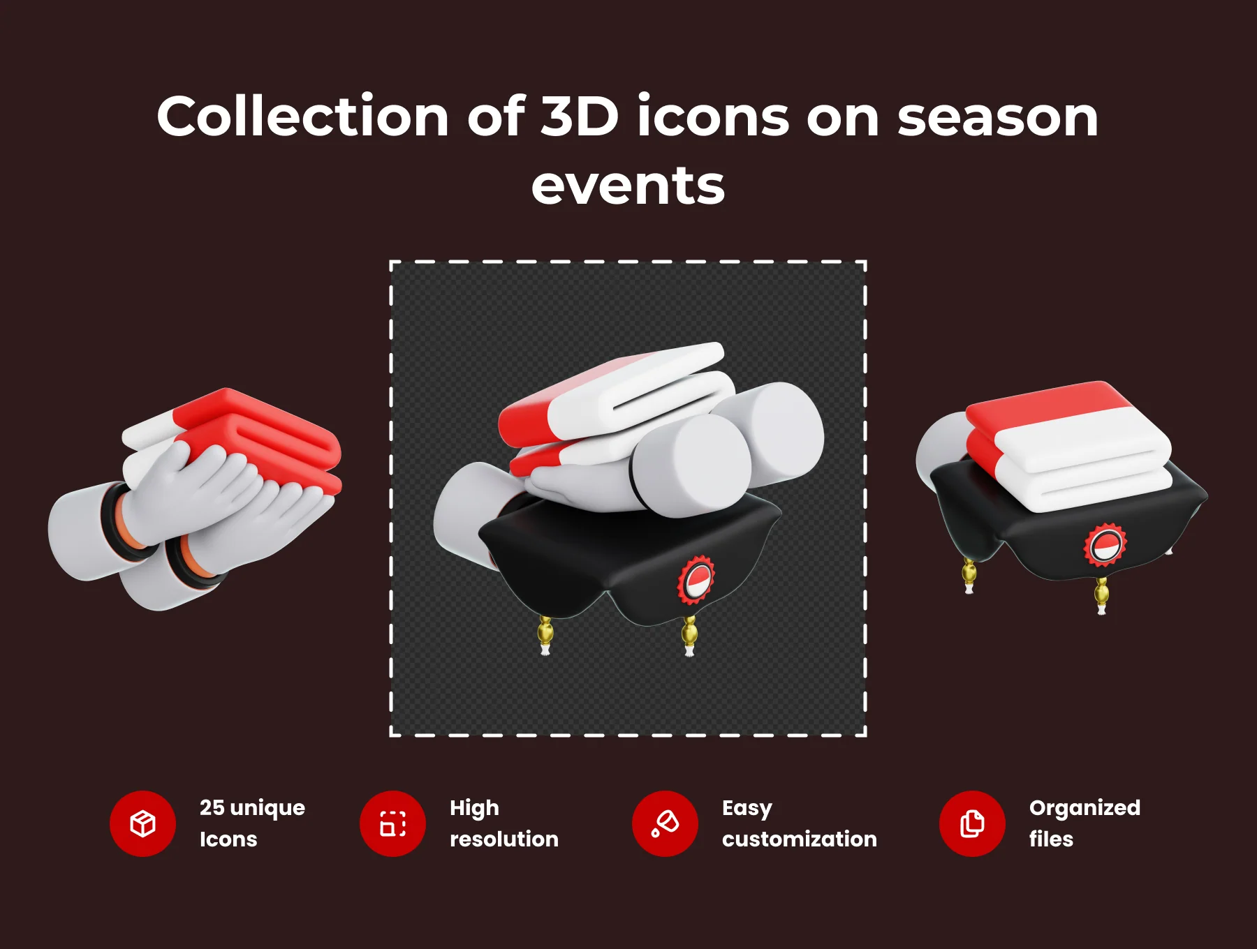 Indonesia Independence Day 3D Illustration Pack 2